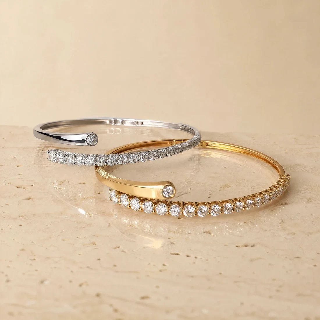 2.5ct Diamond Bypass Bracelet in 14k Yellow Gold